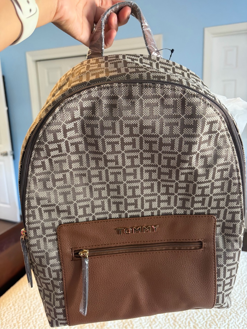 Tommy Hilfiger Brown & Cream Monogram Backpack